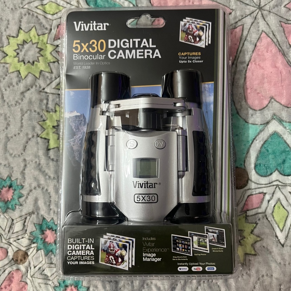 Vivitar 5x30 Digital Binocular Camera Capture Series Silver Black New Sports